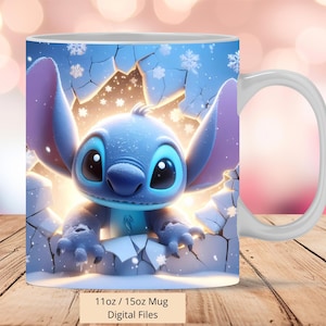 3D Stitch Cracked Hole Shine Mug Wrap, 3D Mug Wrap Sublimation Design PNG, Mug 11oz and 15oz Stitch Mug Wrap, Instant Digital Download PNG