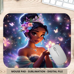 1 PNG Mouse Pad Tiana Shine Sublimation, Princess Mousepad PNG Design, Tiana Mouse Pad PNG for Sublimation, Instant Digital Download