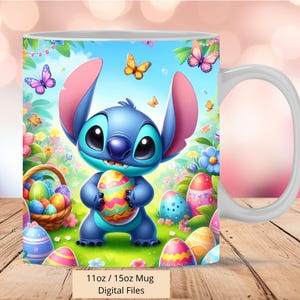 3D Cute Stitch Eggs Easter Mug Wrap, 3D Stitch Mug Wrap Sublimation Design PNG, Mug 11oz and 15oz Easter Mug Wrap, Instant Digital PNG
