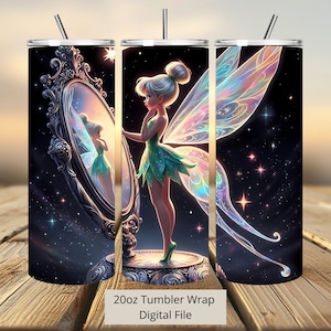 3D Niedliche Tinkerbell Tumbler Wrap, Fairy Tumbler Wrap Sublimation Design PNG, 20oz Skinny Straight & Tapered Princess Tumbler Wrap