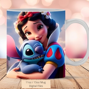 3D Stitch and White Snow Mug Wrap, 3D Stitch Mug Wrap Sublimation Design PNG, Mug 11oz and 15oz White Snow Mug Wrap, Instant Digital PNG