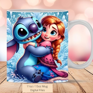 3D Anna Love Stitch Mug Wrap, 3D Stitch Mug Wrap Sublimation Design PNG, Mug 11oz and 15oz Frozen Mug Wrap