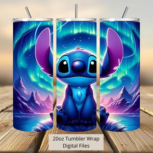 3D Cute Stitch Tumbler Wrap, 20oz Tumbler, Cartoon Tumbler Wrap, Stitch Aquarell Design Png, Tumbler Sublimation, Instant Digital File Png