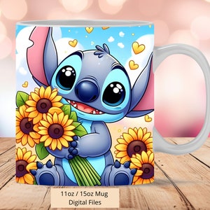 3D Stitch Sunflowers Mug Wrap, 3D Stitch Mug Wrap Sublimation Design PNG, Mug 11oz and 15oz Flowers Mug Wrap, Instant Digital PNG