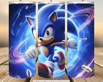 3D Cute Sonic Splash Tumbler Wrap, Sonic Colorful Tumbler Wrap Sublimation Design PNG, 20oz Skinny Straight & Tapered Sonic Tumbler Wrap