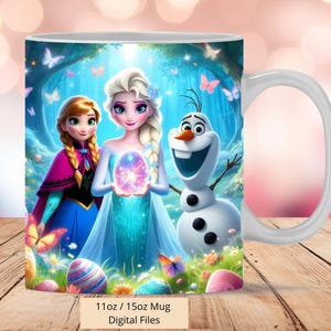 3D Elsa, Anna en Olaf Paasmok Wrap, 3D Frozen Mok Wrap Sublimatie Ontwerp PNG, Mok 11oz en 15oz Paasmok Wrap, Digitale Bestanden Downloaden