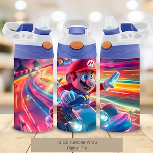 Projekt kubka 3D Super Mario Kart, 12 uncji ściegowego kubka PNG, 12 uncji Super Mario prostego kubka sublimacyjnego PNG