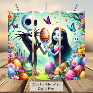 3D schattige Jack en Sally paastumbler wrap, Jack Tumbler wrap sublimatie ontwerp PNG, 20oz skinny rechte en taps toelopende Sally Tumbler wrap