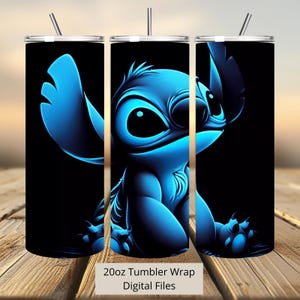 3D Stitch Light Painting Tumbler Wrap, 20oz Tumbler, Cartoon Tumbler Wrap, Stitch Design Png, Tumbler Sublimatie, Instant Digitale Bestanden PNG
