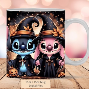 3D süße Maschen und Engel Halloween Tassenfolie, 3D Engel Tassenfolie Sublimation Design PNG, Tasse 11oz und 15oz Stitch Tassenfolie, digitale Dateien