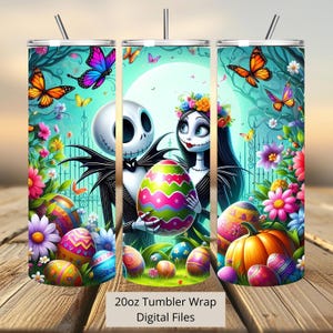 3D schattige Jack en Sally paastumbler wrap, Jack Tumbler wrap sublimatie ontwerp PNG, 20oz skinny rechte en taps toelopende Sally Tumbler wrap