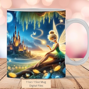 3D Enchanted Fairy Mug Wrap, 3D Mug Wrap Sublimation Design PNG, Tasse 11oz und 15oz Princess TinkerBell Mug Wrap, Digitale Dateien