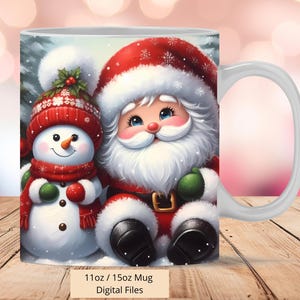 3D Weihnachts- und Schneemann-Tassenfolie, 3D-Weihnachtsmann-Tassenfolie, Sublimationsdesign PNG, Tasse 11oz und 15oz Weihnachts-Tassenfolie, Instant Digital png