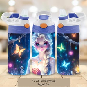 3D Elsa Frozen Schmetterlinge Glanz Tumbler Design, 12oz Stitch Cup Tumbler Wrap PNG, 12oz Frozen Straight Tumbler Sublimation PNG