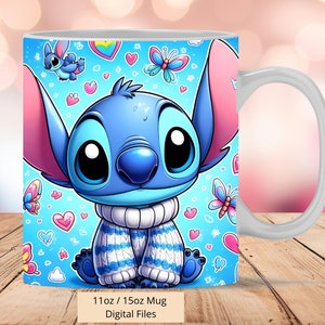 Envoltura para taza con corazones y mariposas 3D, diseño de sublimación de envoltura para taza 3D PNG, envoltura para taza con puntadas de 11 oz y 15 oz, solo archivos digitales