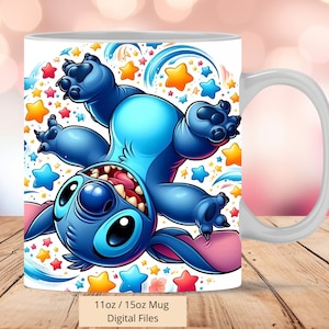 Tazza con ricamo 3D Fun Stitch, tazza con ricamo 3D con motivo a sublimazione PNG, tazza da 11oz e 15oz, solo file digitali