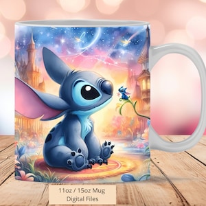 3D Niedliche Stitch Mug Wrap, 3D Love Stitch Mug Wrap Sublimation Design PNG, Tasse 11oz und 15oz Stitch Mug Wrap