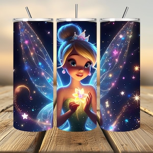 3D Enchanted Fairy Tumbler Wrap, Princess Tumbler Wrap Sublimation Design PNG, 20oz Skinny Straight & Tapered Tinkerbell Tumbler Wrap