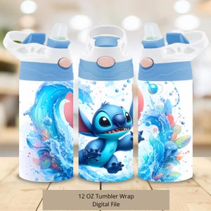 Design carino del bicchiere con spruzzi d'acqua in 3D, tumbler con tazza da 12 once PNG, sublimazione del bicchiere dritto con punto da 12 once PNG