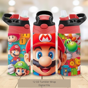 Projekt kubka 3D Super Mario Game, 12 uncji Stitch Cup Cup Wrap PNG, 12 uncji Super Mario Prosty kubek sublimacyjny PNG