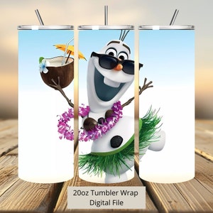 3D Olaf Sommer Kokosnuss Tumbler Wrap, Frozen Tumbler Wrap Sublimation Design PNG, 20oz Skinny Straight & Tapered Olaf Tumbler Wrap