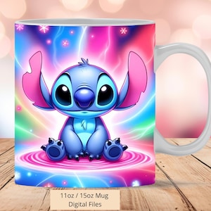 3D Cute Stitch Colorful Mug Wrap, 3D Mug Wrap Sublimation Design PNG, Mug 11oz and 15oz Stitch Mug Wrap, Instant Digital Download PNG