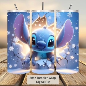 3D Stitch Shine gebarsten gat Tumbler Wrap, 20oz Tumbler, Cartoon Tumbler Wrap, Stitch Design Png, Tumbler sublimatie, digitaal bestand Png
