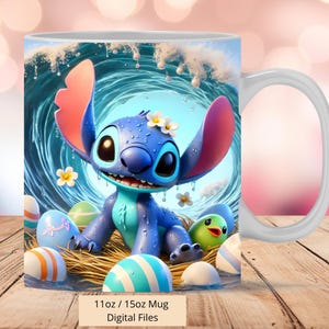 3D Stitch Splash Water Colorful Eggs Mug Wrap, 3D Easter Mug Wrap Sublimation Design PNG, Mug 11oz and 15oz Mug Wrap, Digital PNG Download