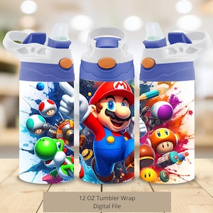 3D Super Mario Friends Tumbler Design, 12oz Stitch Cup Tumbler Wrap PNG, 12oz Super Mario Straight Tumbler Sublimation PNG
