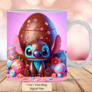 3D Cute Chocolat Stitch Easter Mug Wrap, 3D Mug Wrap Sublimation Design PNG, Mug 11oz and 15oz Stitch Mug Wrap, Instant Digital PNG Download