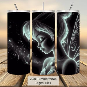 3D schattige Fairy Light schilderij Tumbler Wrap, Fairy Tumbler Wrap sublimatie ontwerp PNG, 20oz dunne rechte en taps toelopende Tinkerbell Tumbler Wrap