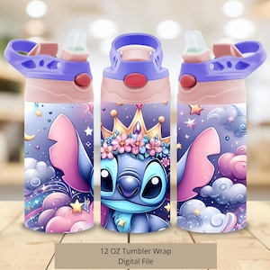 3D schattig Stitch Princess Tumbler-ontwerp, 12oz Stitch Cup Tumbler Wrap PNG, 12oz Stitch Straight Tumbler Sublimatie PNG, Instant Download PNG