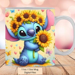 Envoltura para taza con girasoles 3D, diseño de sublimación PNG, taza con flores de 11 oz y 15 oz, PNG digital instantáneo