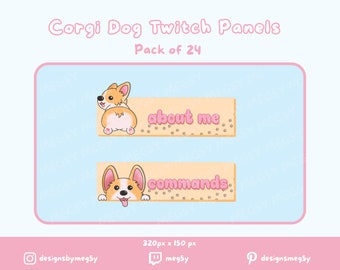コーギー犬のTWITCHパネル | かわいいオレンジと白の子犬のTwitchグラフィック | かわいいペット動物のストリーミングアセット | ストリーマー