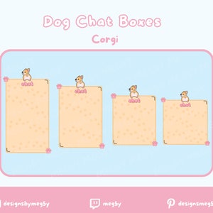 Corgi Dog Chat Boxes | Puppy Twitch Graphics for streaming | Cozy Kawaii Pet layouts | vtuber overlays | Stream | Cute twitch package