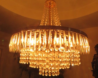 French vintage Empire style cut glass  chandelier