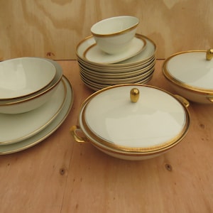 Fürstenberg Bavaria Porcelain Ivory & Gold Service dinnerware  art deco rare
