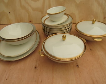 Fürstenberg Bavaria Porcelain Ivory & Gold Service dinnerware  art deco rare