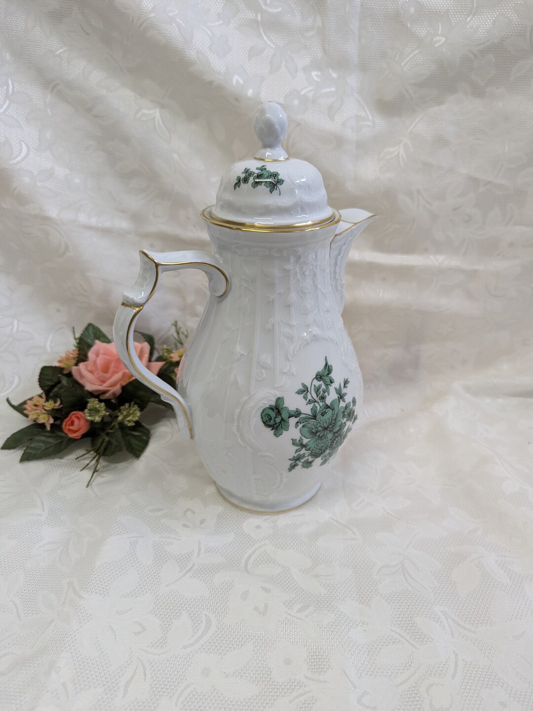Vintage Rosenthal Classic Rose Collection Coffee Pot With Green Flower ...