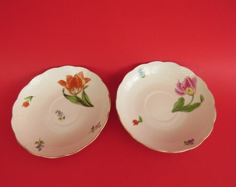 Herend Spring in Bakony two small plates,Orange and pink tulip disigne