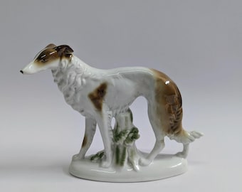 Vintage German Wallendorf porcelain figurine of a greyhound dog