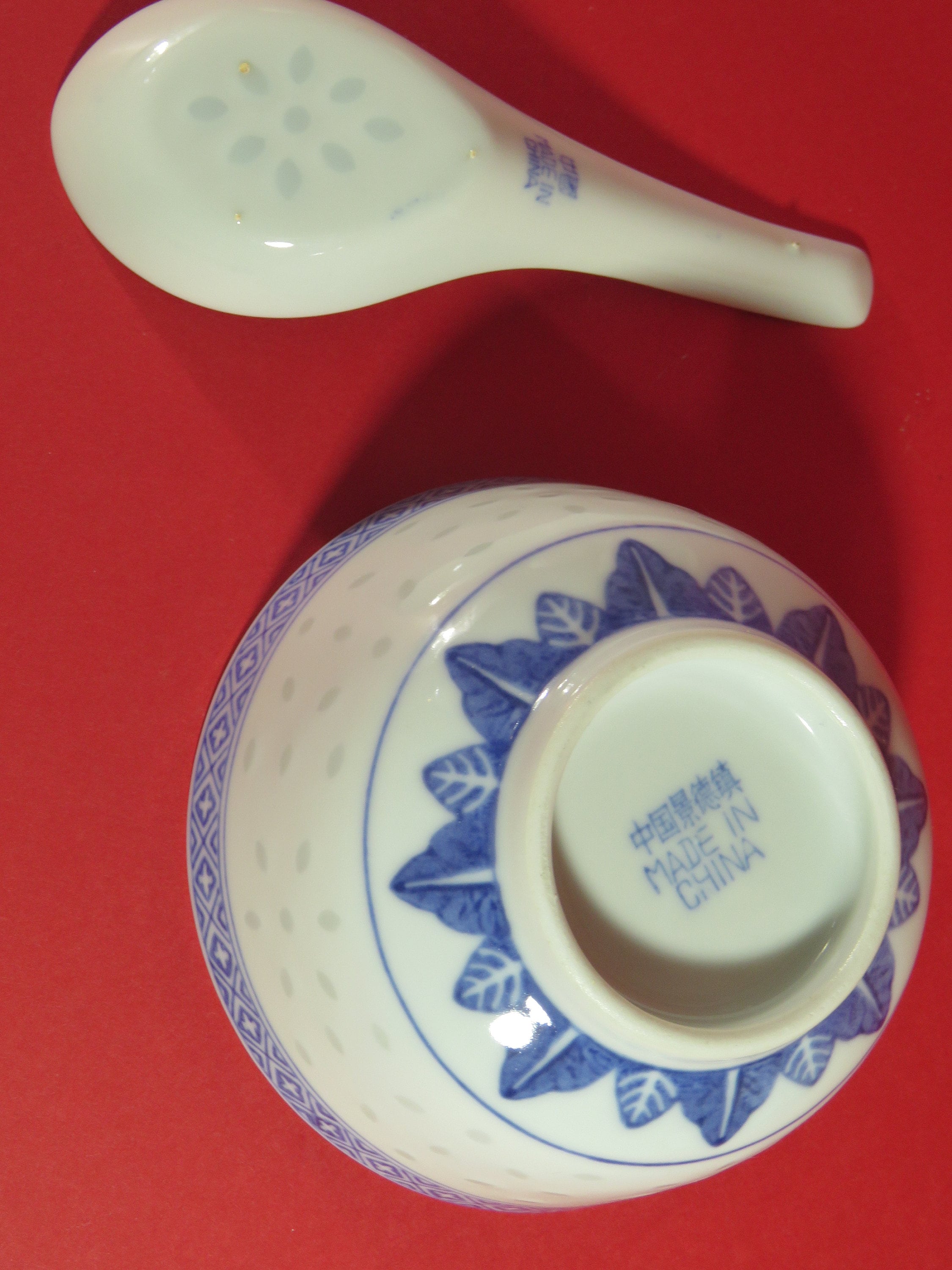 Set 4 Ciotole Riso In Porcellana Blu Cobalto Con Cucchiai Cinesi - Stile Dinastia Ming - Foto 6