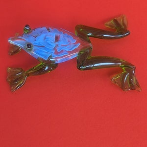 Vintage Glass Frog Figurine. Collectible Animals Glass Frog.Sculpture Art Glass Green Frogs. Gift Figures