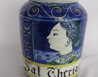 Castelli, handgeschilderde apothekerspot of arbarello in majolica