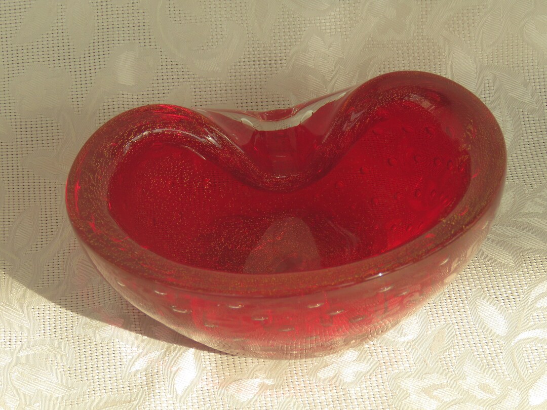 Vintage Murano Glass Ashtray Red Etsy