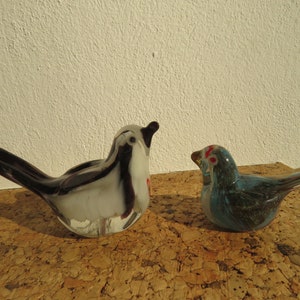 Two murano-style glass birds,hand blown glass birds figurine,art galss murano-style birds