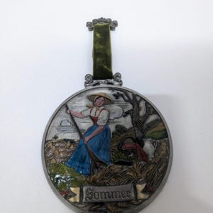 Vintage Pewter Wall Medallion Khun Zinn The Seasons Collection.Summer.