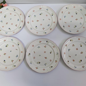 Villeroy & Boch Petite Fleur dinerborden set van 6, vintage porseleinen borden met bloemen, Frans landelijk servies, borden met geschulpte rand