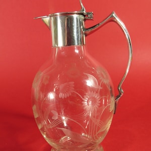 Vintage silver plate mounted cut glass  jug