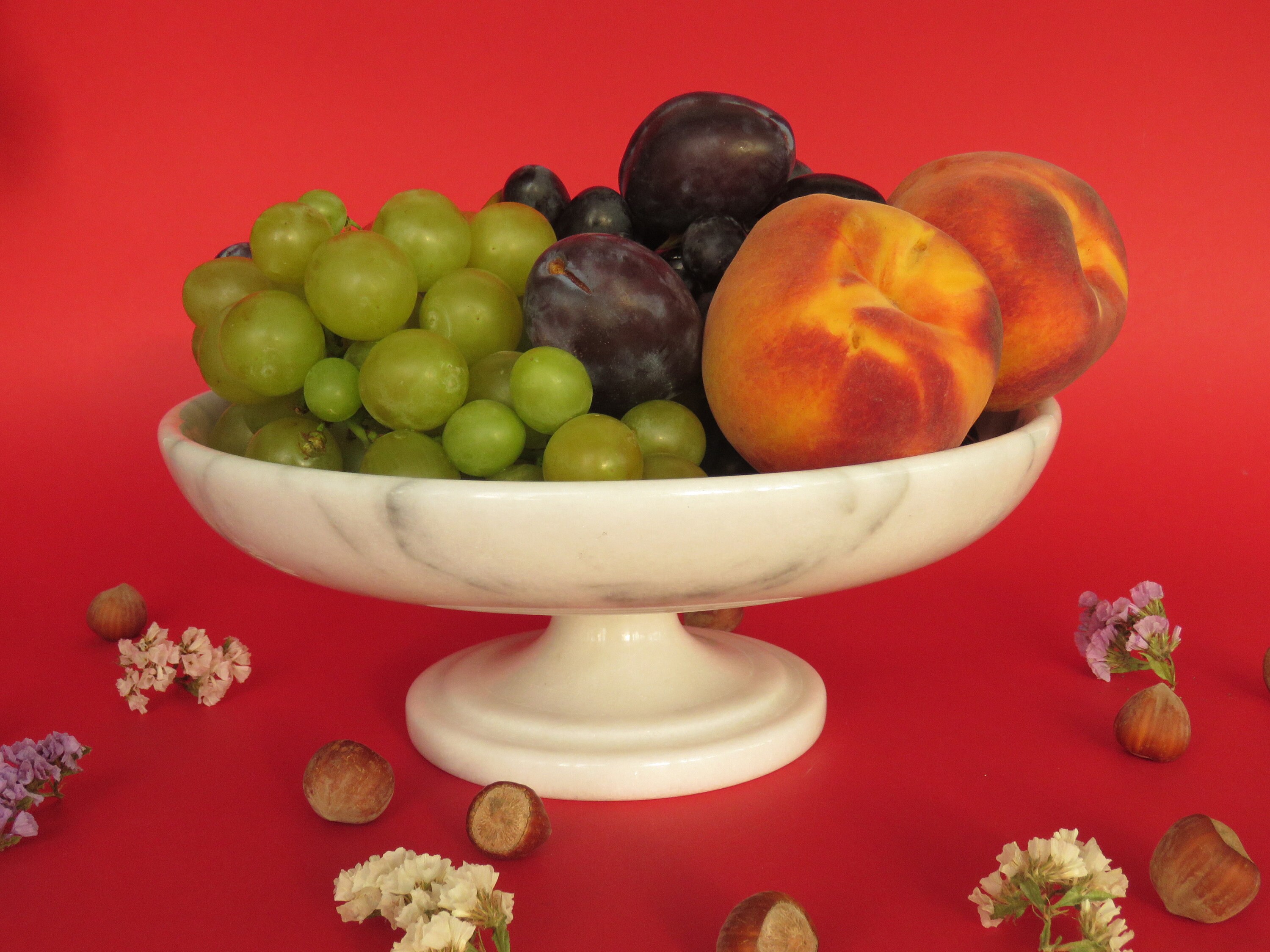 Lot De 5 Fruits Anciens En Marbre – Décoration Vintage Pour Intérieur Ou Jardin, Occasion
